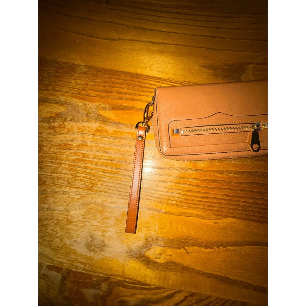 Rebecca Minkoff Tan Pebbled Leather Zip Wristlet Wallet Phone Case Organizer - Picture 4 of 7